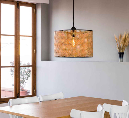Suspension en rotin pour cuisine - lumisign